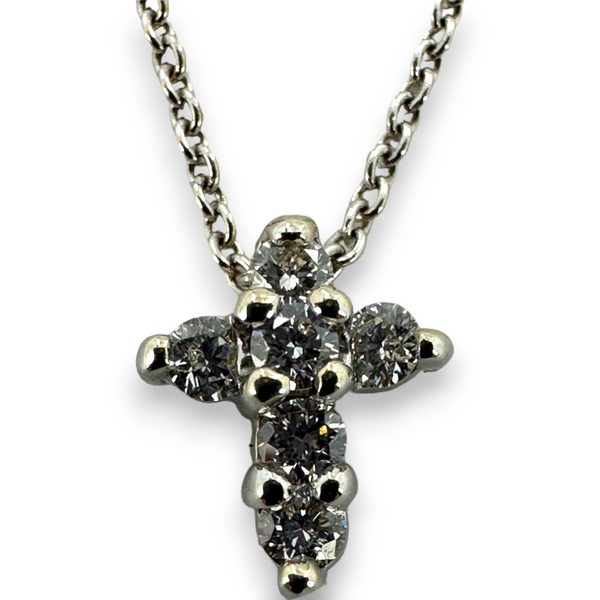 Roberto Coin Diamond Tiny Cross Pendant Necklace 18KT 750 White Gold