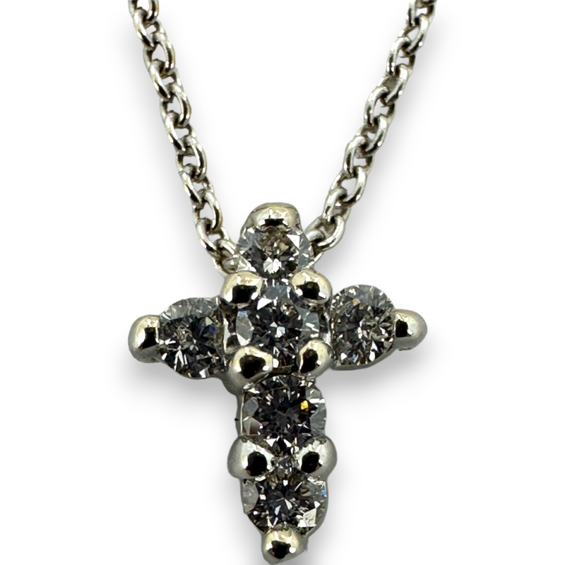 Roberto Coin Diamond Tiny Cross Pendant Necklace 18KT 750 White Gold