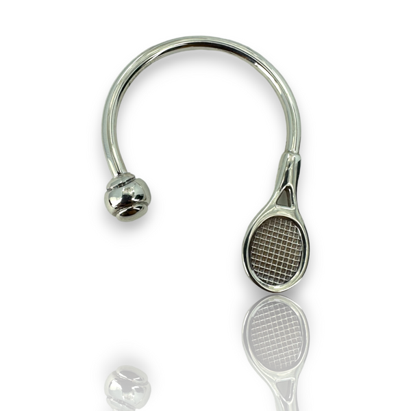 Tiffany & Co Tennis Raquet & Ball Sports Key Chain Ring Holder 925 Sterling Silver 1999