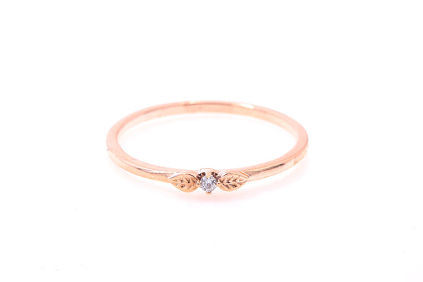 Flower Motif Diamond Solitaire Stackable 10k 417 Rose Gold Rig Size 8