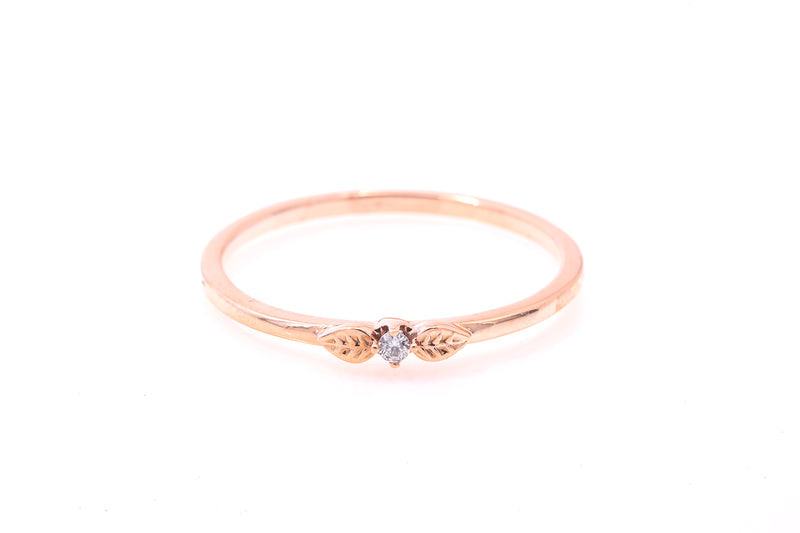 Flower Motif Diamond Solitaire Stackable 10k 417 Rose Gold Rig Size 8