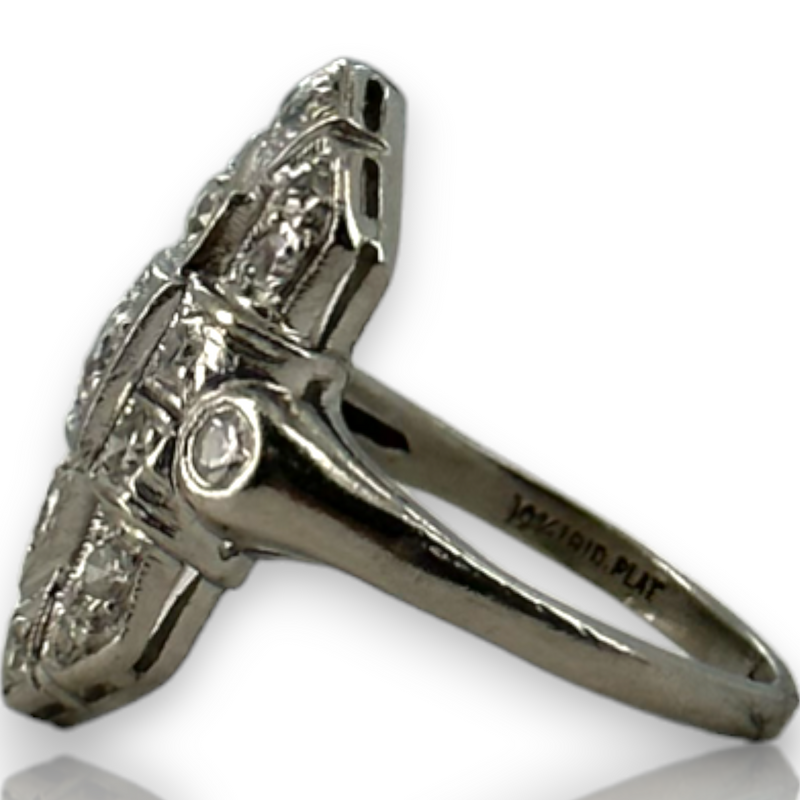 Platinum 950 Art Deco Circa 1930 Old European Transitional Cut Diamond Dinner Ring Size 3.75