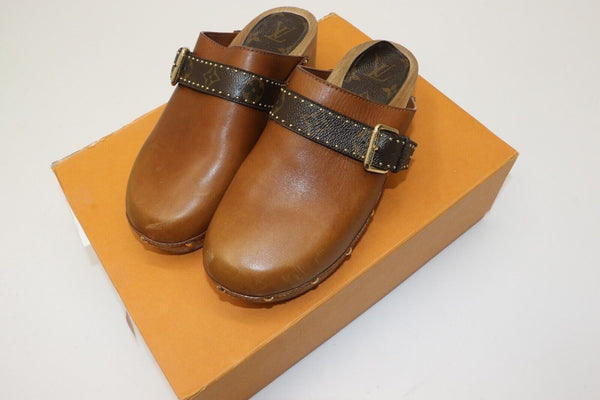 LOUIS VUITTON COTTAGE CLOG MULE COGNAC - EU 41 US 11