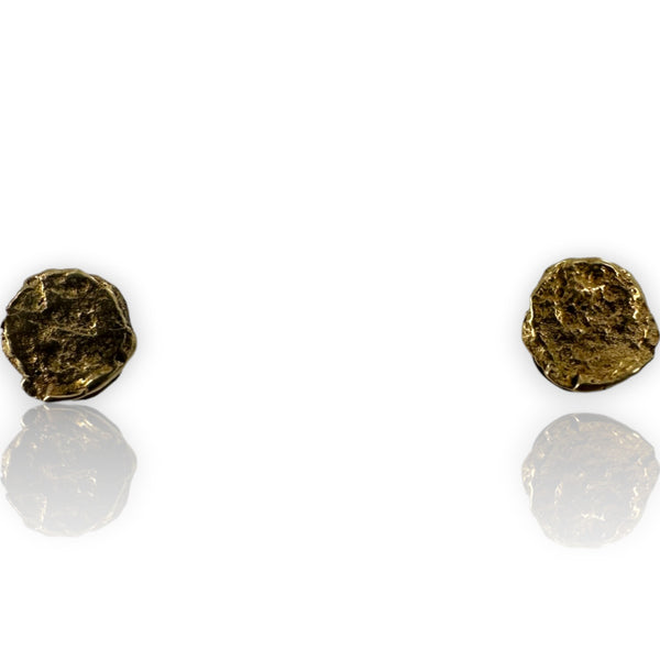 Gold Nugget Natural 18kt Solid Yellow Textured Gold Everyday Stud Earrings Signed UNH