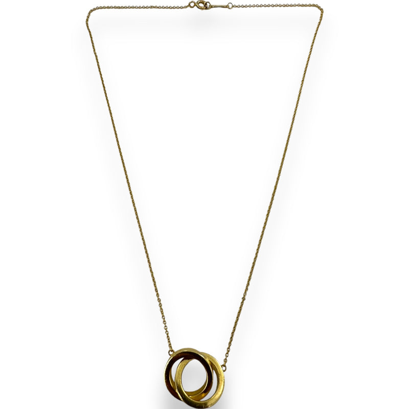 Tiffany & Co Signed 1837 Collection Solid 18kt Yellow Gold Interlocking Circles Pendant Necklace with 16" Split Chain