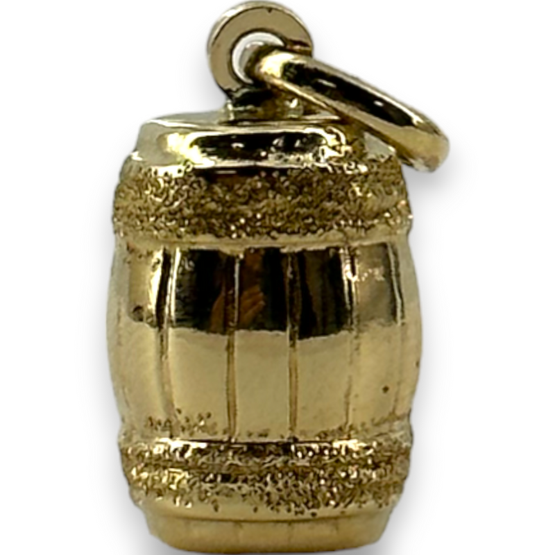 Whiskey Barrel Wine Barrel 14KT 585 Yellow Gold Charm Pendant