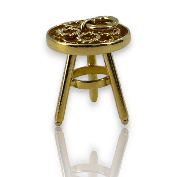 Vintage Table Stool Furniture 18k 750 Yellow Gold Charm Pendant