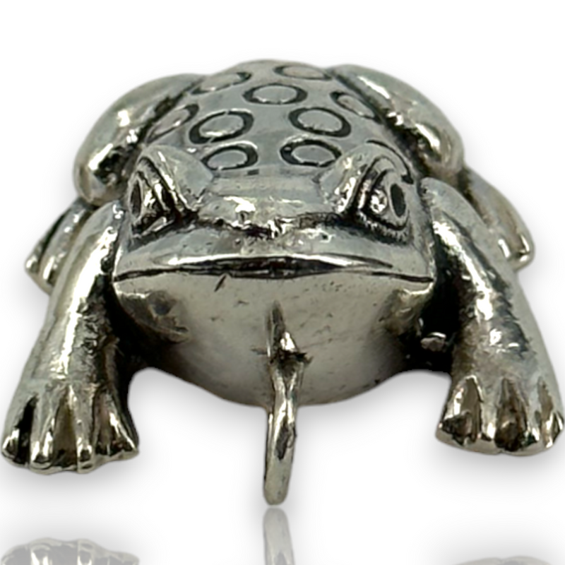 Walva Peru Leaping Dot Frog Pendant 950 Fine Silver Charm