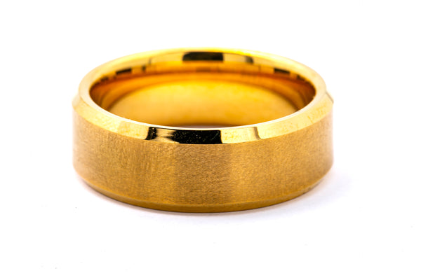 GND Gold Tone Satin & Polished 8mm Band Solid Tungsten Carbide Ring Size 10