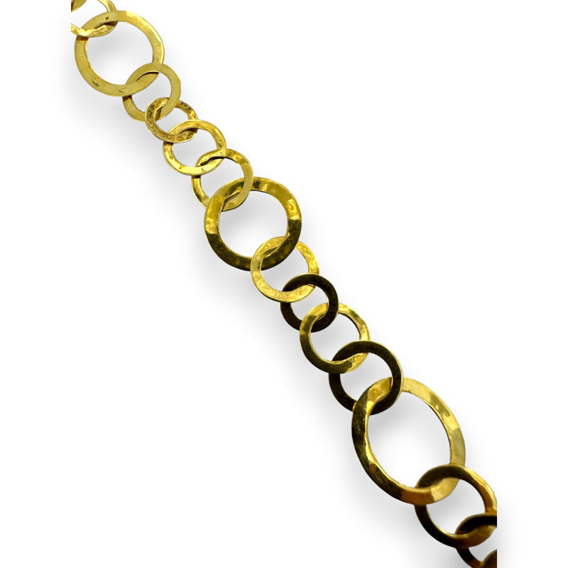 IPPOLITA Retired Solid 18k Yellow Gold Hammered Circle Link Toggle Bracelet Length 7.5"