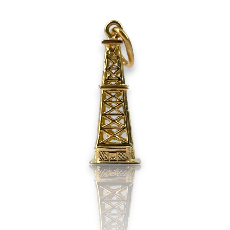 Oil Rig Platform 14k 585 Yellow Gold Charm Pendant