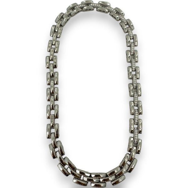 ROBERTO COIN Solid 18k White Gold Luxury Chain Link Collar Necklace Diamonds Signature Ruby Made in Italy