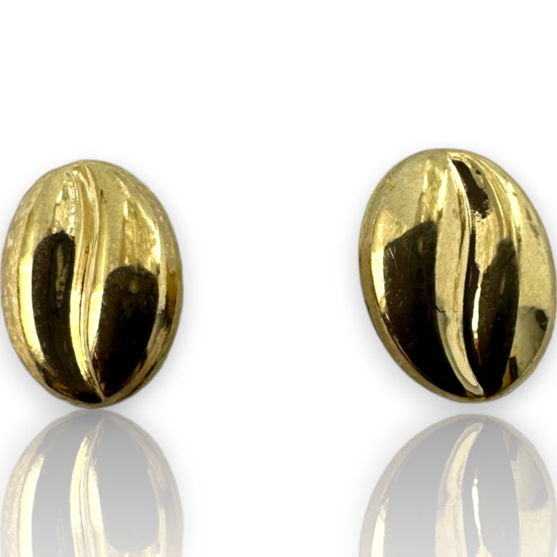 Kids 10kt Solid Gold Coffee Bean Oval Stud Screw-Back Earrings with 18k Earring Backs