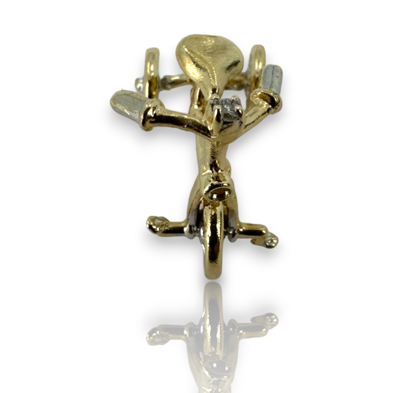 Kids Tricycle Three Wheeler 14k 585 Yellow White Gold Charm Pendant