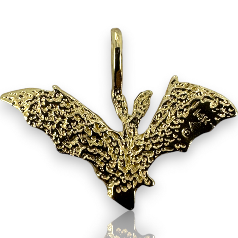 Flying Bat Vampire Animal 14KT 585 Yellow Gold Charm Pendant