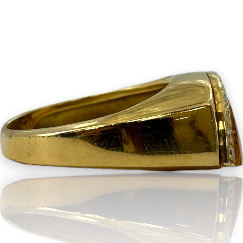 MOVADO Radius Collection Solid 18kt Yellow Gold Citrine and Diamond Half Moon Ring Size 7.75