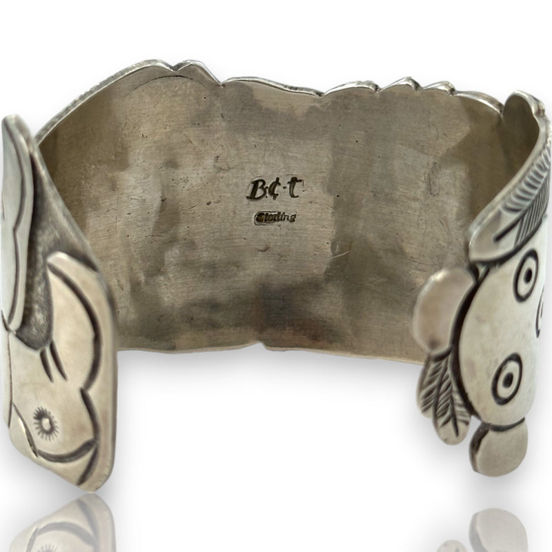 Floyd Becenti Jr & Lloyd Becenti Rain Dance Indian Motif Bangle Bracelet Cuff 925 Sterling Silver