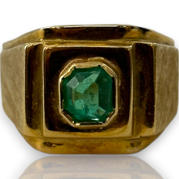 Vintage Retro 1950s-60s Solid 18kt Gold Columbian Emerald Ring Size 9