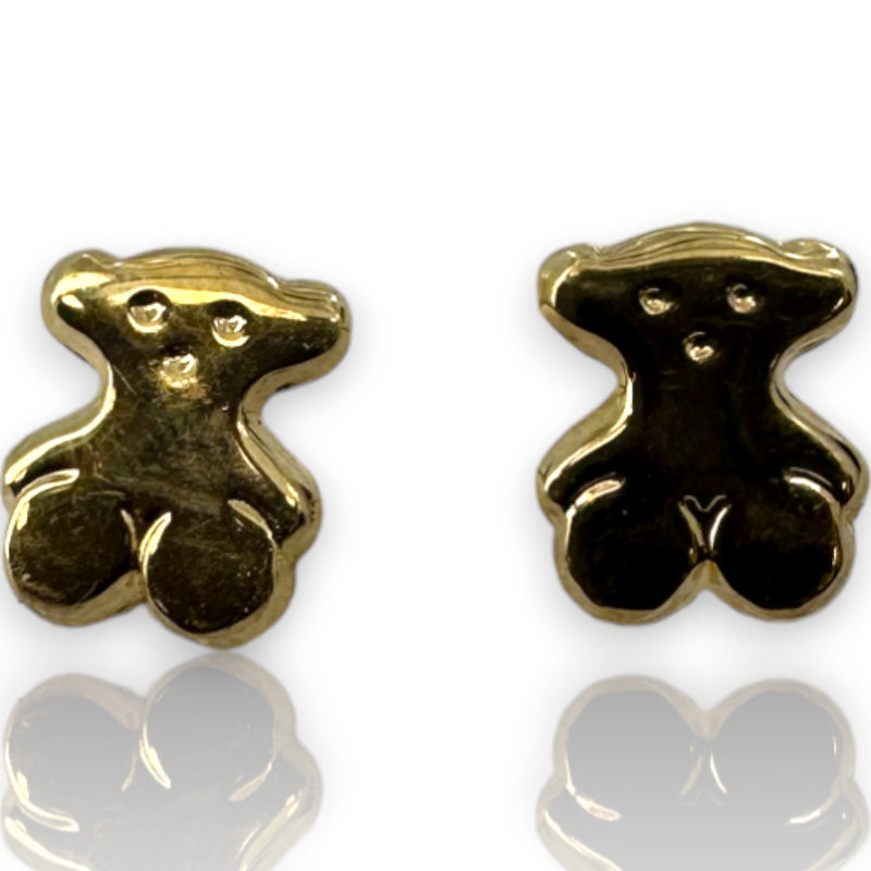 Kids 10k Solid Yellow Gold Teddy Bear Screw-Back Dainty Small Stud Earrings with 18k Earring Backs (2)