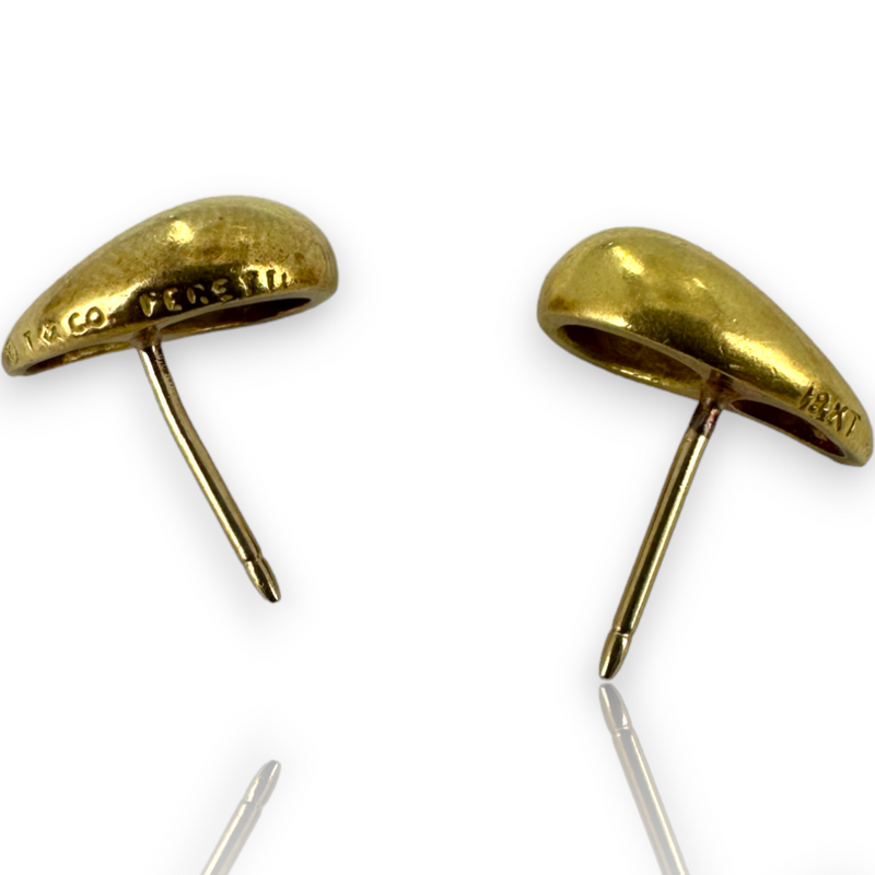 Vintage Tiffany & Co 750 18KT Elsa Peretti Yellow Gold Teardrop Stud Earrings - No Backs