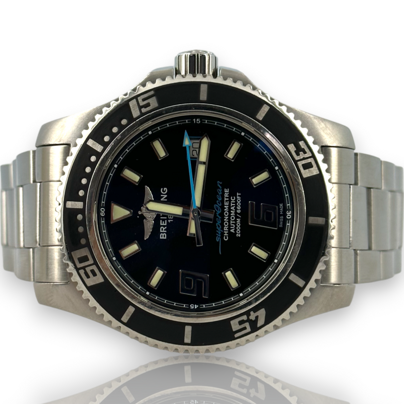 Breitling Superocean 44mm A17391 Steel Black Dial Watch