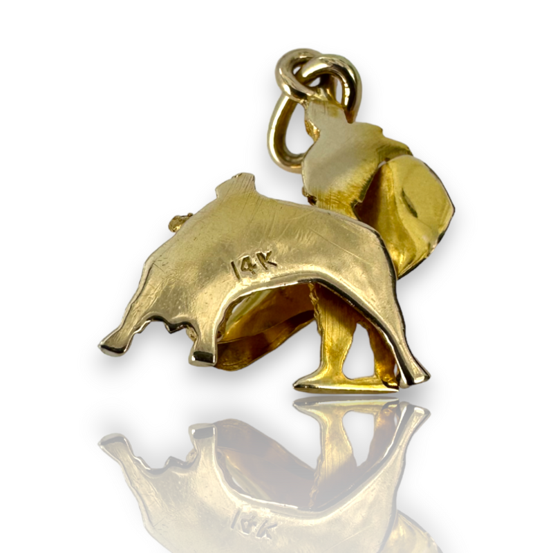 Matador Bull Fighter 14k 585 Yellow Gold Charm Pendant Abstract