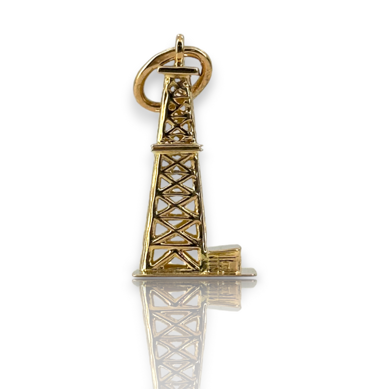 Oil Rig Platform 14k 585 Yellow Gold Charm Pendant