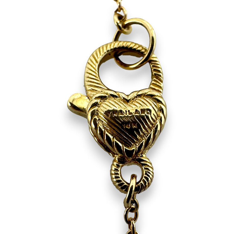 Judith Ripka Solid 14kt Yellow Gold Diamond Cluster Pendant with Split Cable Adjustable 16-18" Chain and Heart Clasp