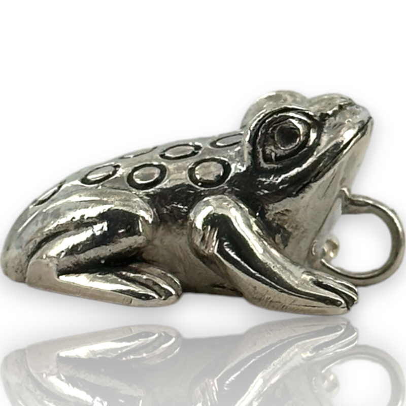 Walva Peru Leaping Dot Frog Pendant 950 Fine Silver Charm