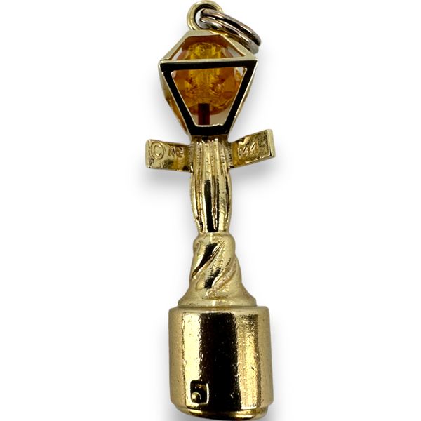 Vintage New Orleans Bourbon Conti Street Lamp Pole 14KT 585 Yellow Gold Charm Pendant