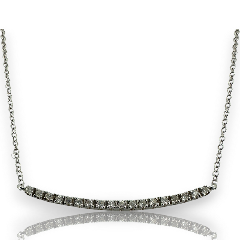 Meira T Diamond Encrusted Bar Necklace 14KT 585 White Gold