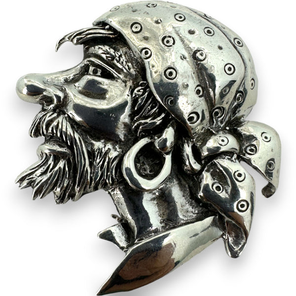 Cintage Marleen Sterling Silver Pirate's Head Pin Brooch 925