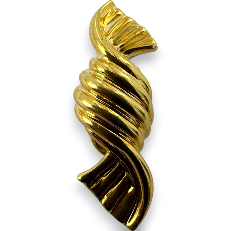 Judith Leiber Solid 18k Yellow Gold Swirl Candy Single Earring French Clip-On