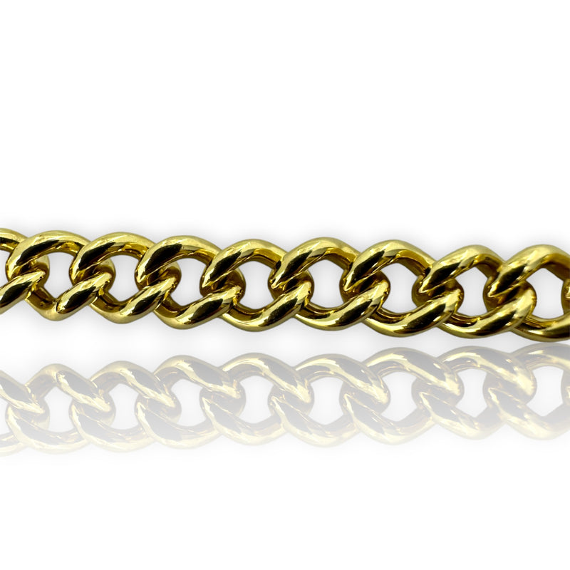 Penny Preville Designer Solid Heavy 18kt Yellow Gold Curb Link ID Engravable Bracelet with Milgrain Detail 7.25" Length