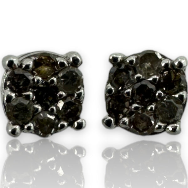 Kids 10kt Solid White Gold Diamond Small Everyday Stud Earrings