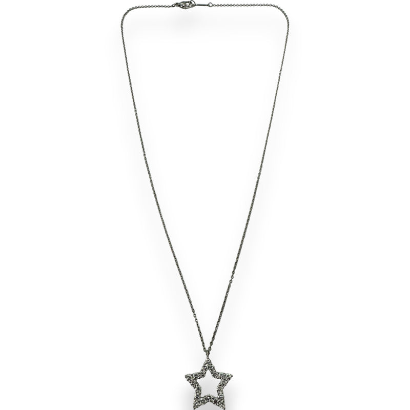 Tiffany & Co Signed Solid 950 Platinum and Diamond Star Pendant and Chain