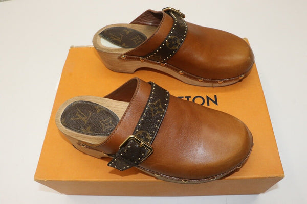 LOUIS VUITTON COTTAGE CLOG MULE COGNAC - EU 41 US 11