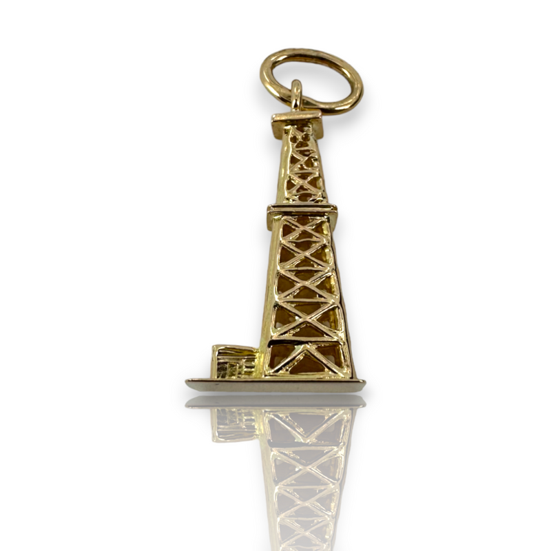 Oil Rig Platform 14k 585 Yellow Gold Charm Pendant