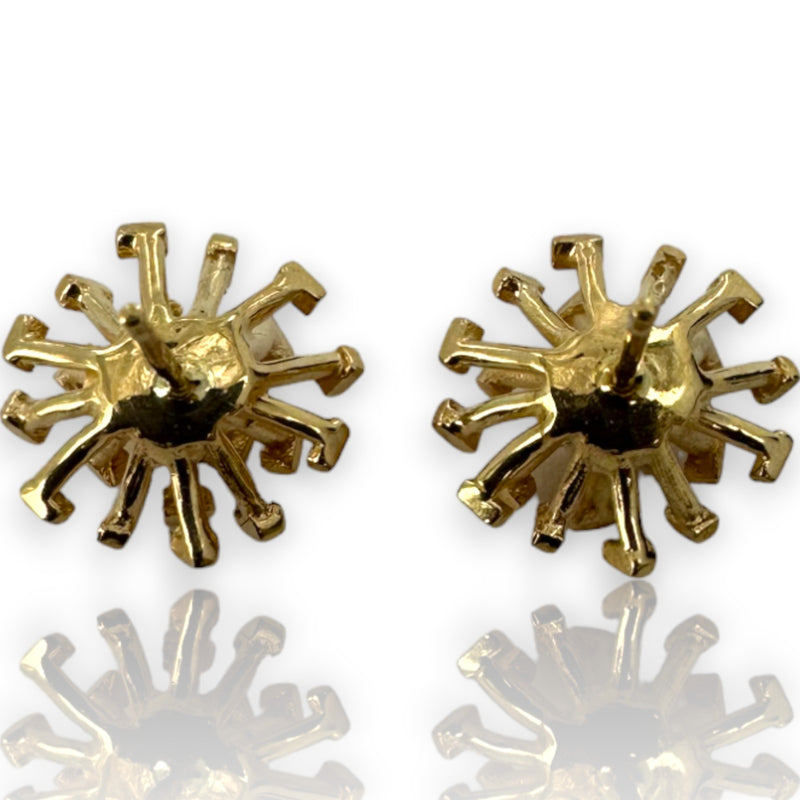 Vintage 1930-50s 14kt Solid Yellow Gold D.B. Dolan Bullock Signed Explosion-Style Pierced Stud Earrings