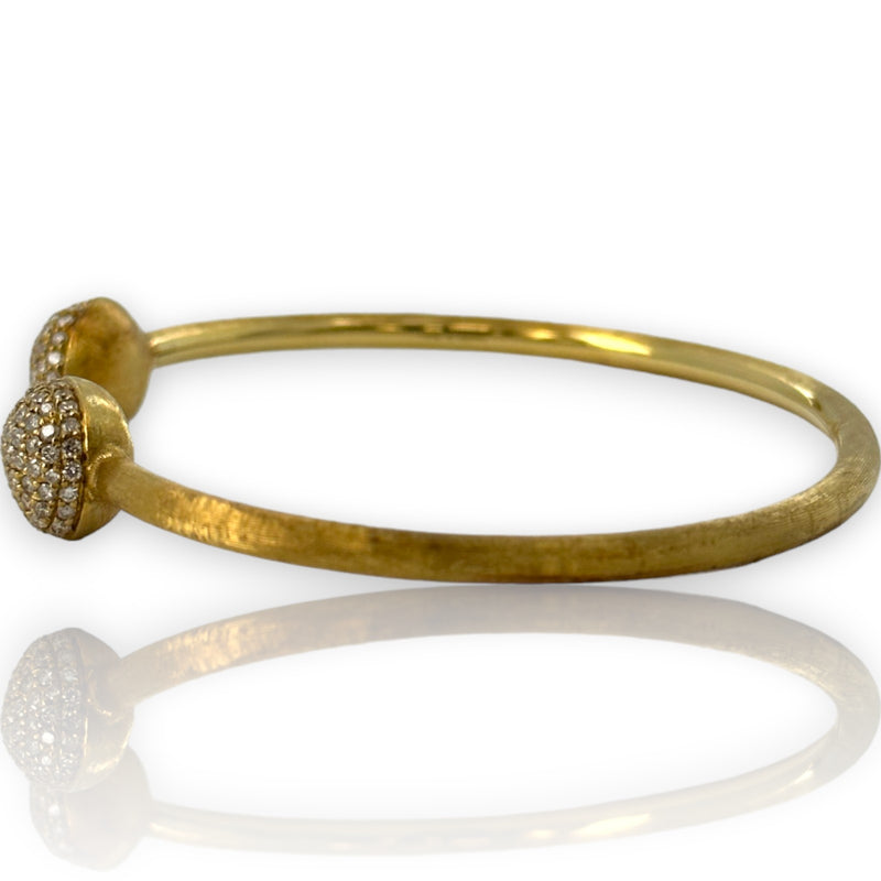 Marco Bicego Africa Collection Luxury Solid 18kt Yellow Gold Florentine Open Twist Cuff Bracelet with 0.95ctw White Diamonds Made in Italy