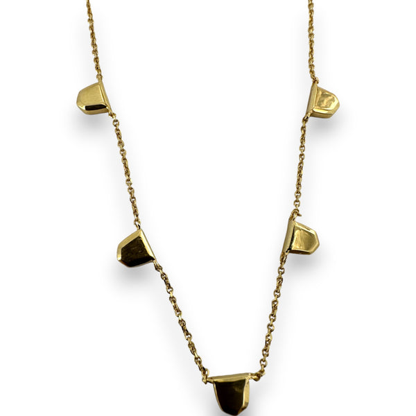 Kendra Scott Shannon Solid 14k Yellow Gold Collar Necklace with 5 Diamond Stations Adjustable Chain 16-18"