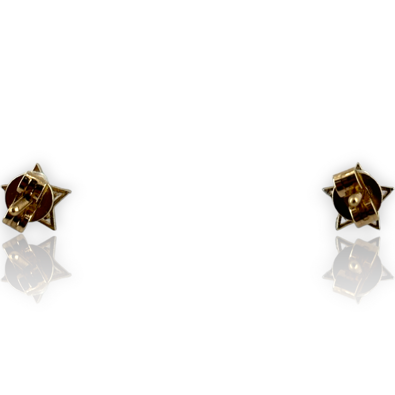 Kids Mini 14KT 585 Yellow Gold Cubic Zirconia Star Stud Earrings