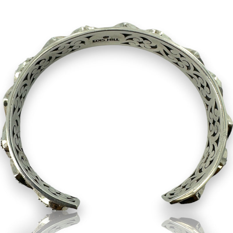 Lois Hill Hammered 925 Sterling Silver Cuff with Filigree and Granulation Details