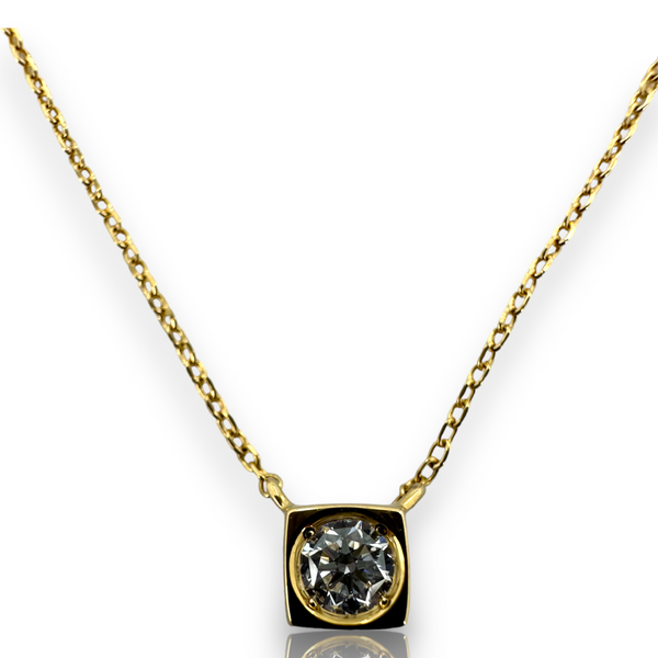 Dinh Van Le Cube Diamant Pendant Necklace 18KT 750 Yellow Gold