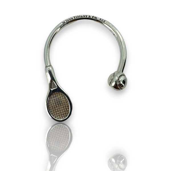 Tiffany & Co Tennis Raquet & Ball Sports Key Chain Ring Holder 925 Sterling Silver 1999