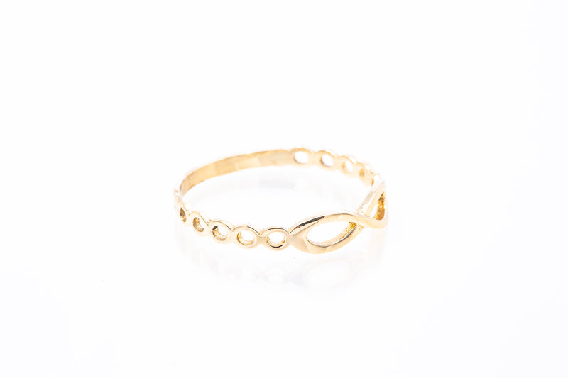 Fashionable Infinity Design Ring Solid 14k 585 Yellow Gold Size 8