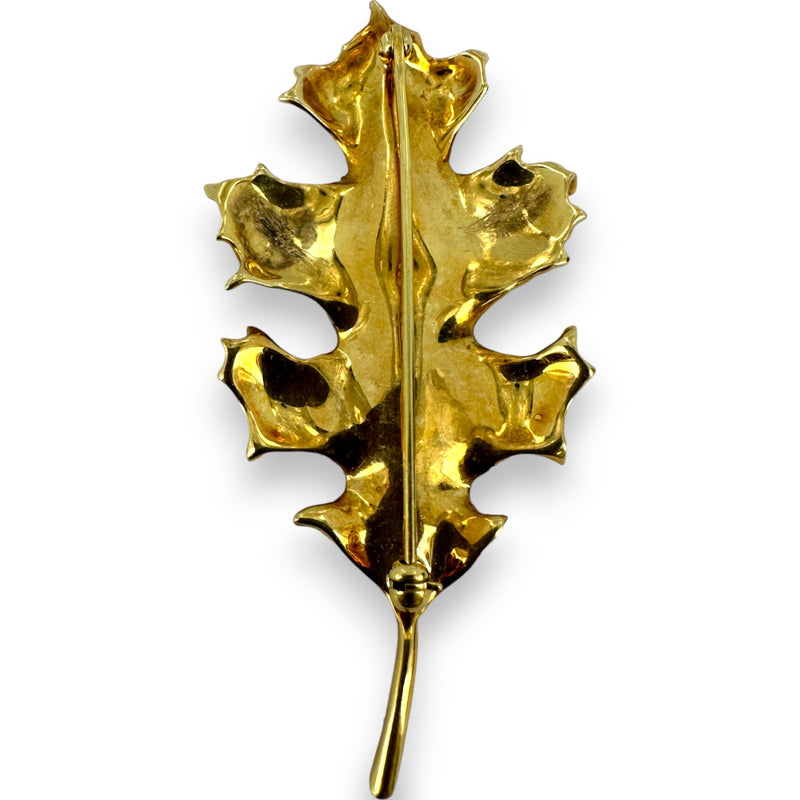 Vintage Tiffany & Co Yellow Gold 750 18k Oak Leaf Brooch Pin