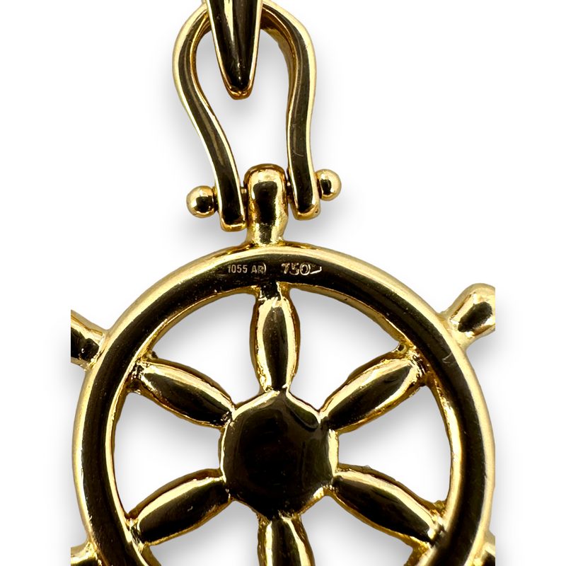 Captain's Ships Wheel Helm 18KT 750 Yellow Gold Boating Charm Pendant