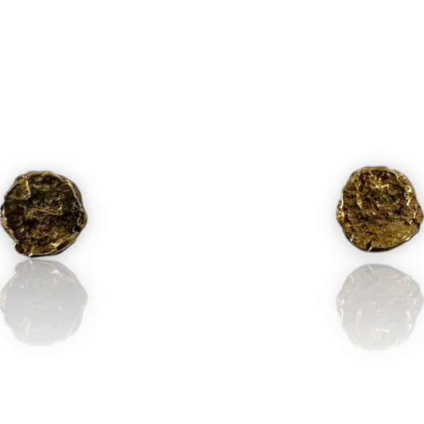 Gold Nugget Natural 18kt Solid Yellow Textured Gold Everyday Stud Earrings Signed UNH