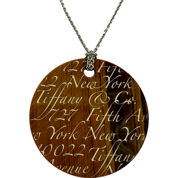 Tiffany & Co. Notes Tiger Eye Round Pendant and Sterling Chain Necklace 925